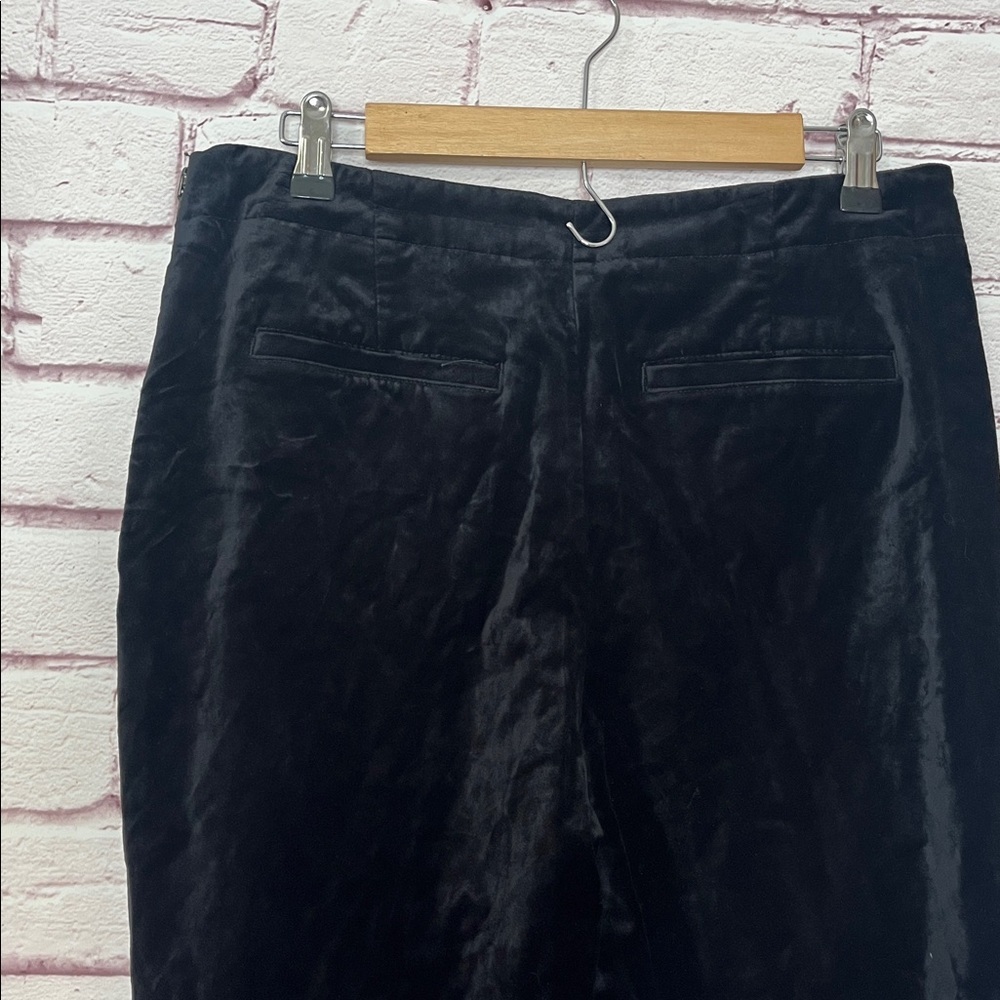 Anthropologie Black Velvet Flare High Waist Trousers Like New Size 10 Tall - Picture 8 of 11